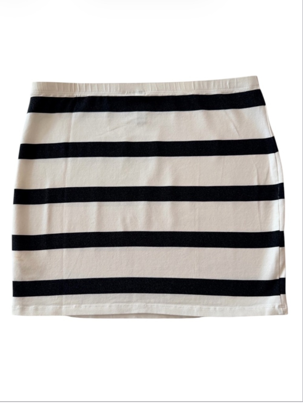 H&M Divided Black White Striped Tube Mini Skirt Cotton Stretch Y2K Size 10